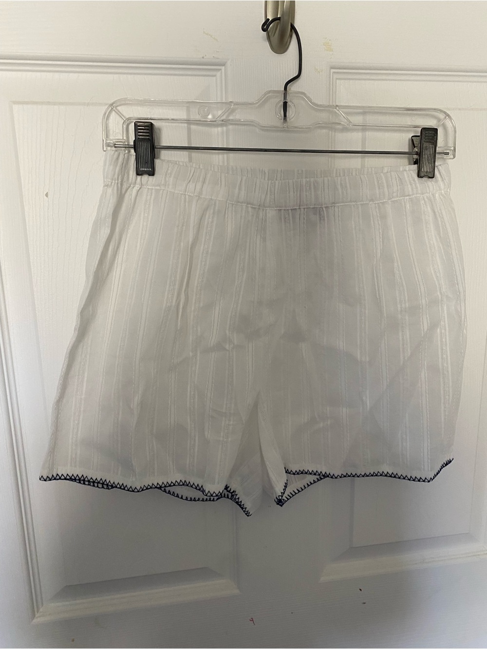 Caroline Constas 100% Cotton Two-Piece Tank & Shorts Set with Navy Trim NWT - Picture 4 of 5